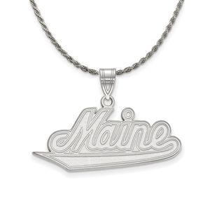 Sterling Silver U. of Maine Large Pendant Necklace - 18 Inch